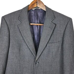Pronto Oumo Wool Sport Coat Blazer Mens 42S Blue Gray Hopsack Basketweave Career